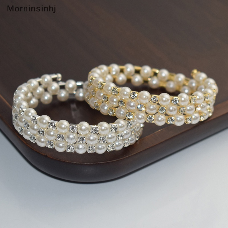 Mornin Gelang Mutiara Imitasi Kristal Elegan Multilayer Dapat Melar Pearl Bracelet Gelang Mutiara Untuk Wanita Perhiasan Pengantin Hadiah id