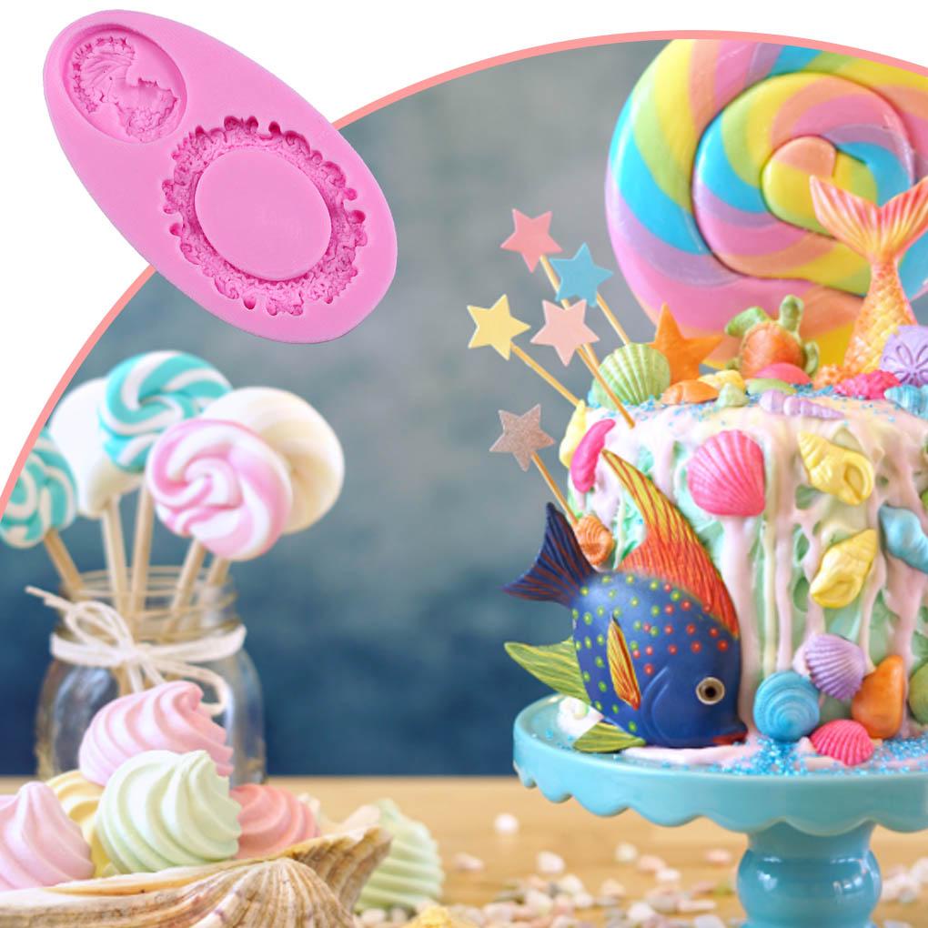 Cameo Fondant Cetakan Bentuk Oval Silikon Bakeware Cermin Alat Dekorasi Kue Gaya Klasik Cetakan Coklat Gadget Dapur