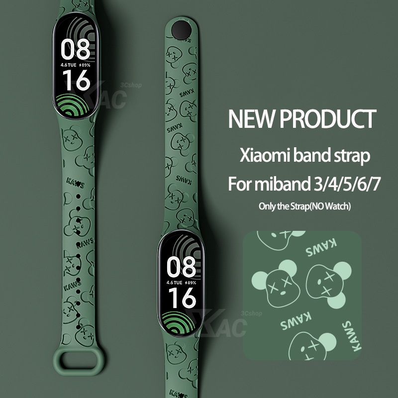 3D Laser Embossed Strap for Mi Band 7 6 5 4 3 Bracelet Xiaomi Mi Band 5 4 Strap Silicone Sport Watchband for Wristband 7 6 3 Replacement Wristband