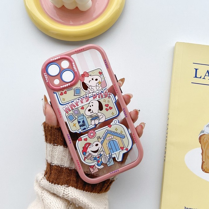 All New Cream Non-slip Camera Protect Soft Case IPhone X XR XS Max 11 12 13 14 Pro Max Women Girl Pretty Cute Snoopy Pochacco Cartoon Phone Case