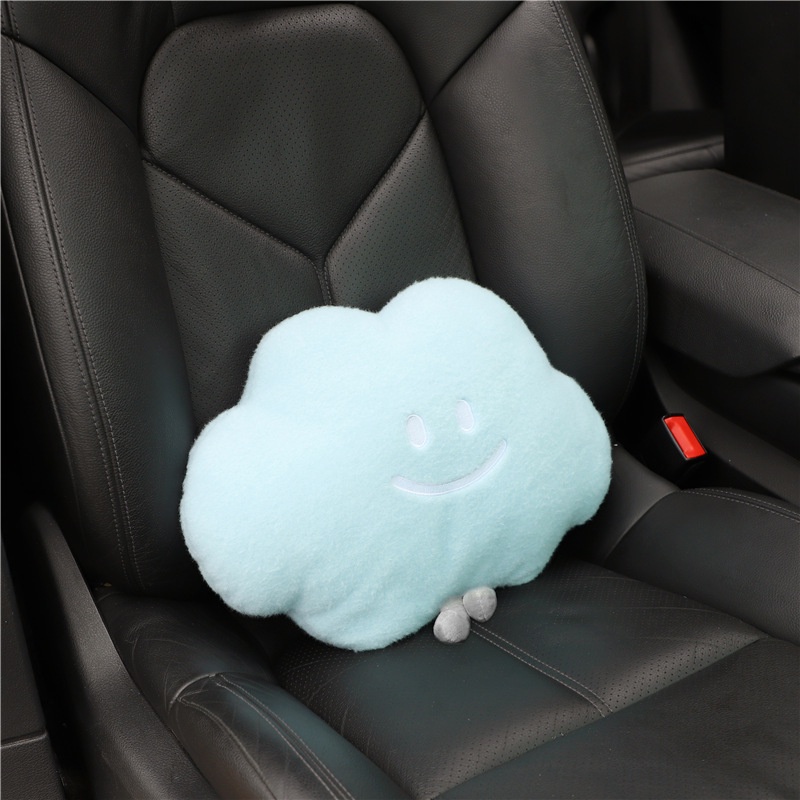 Headrest Kartun Mobil, Bantal Perlindungan Leher Awan Wajah Tersenyum Kreatif Mobil