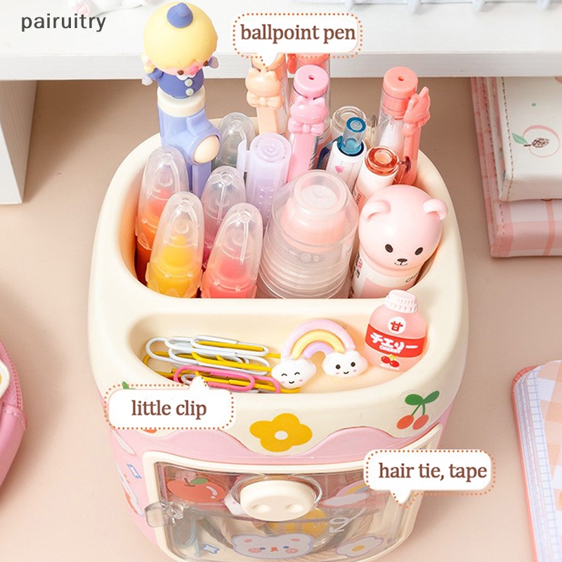 Prt Kawaii Kotak Penyimpanan Babi Kapasitas Besar Tempat Pulpen Kamar Tidur Kamar Mandi Kotak Organizer Alat Tulis Kantor Sekolah Makeup Brush Bucket PRT