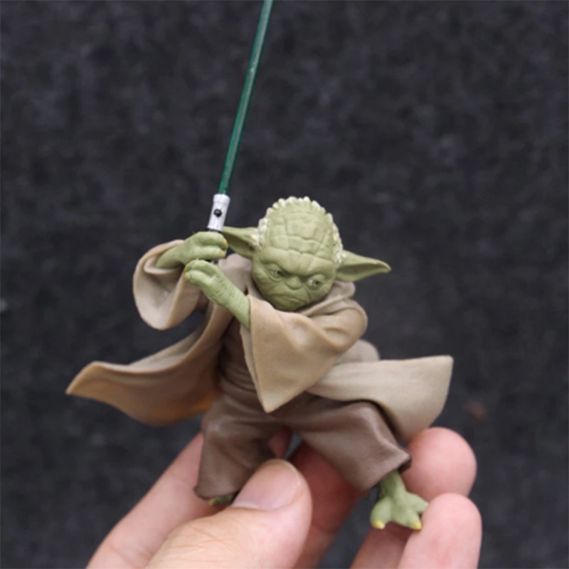 Mainan Figur Tinju Star Wars Jedi Knight Master Yoda Dengan Lightsaber Topper Kue Star Wars Yoda Ornament Collectible Toy