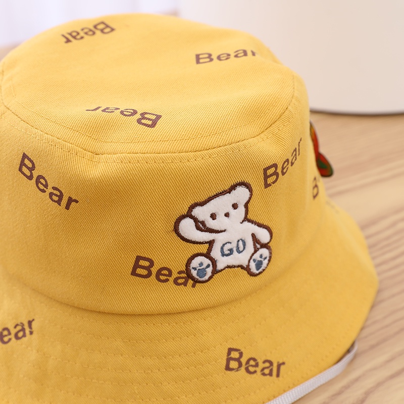 Topi Bucket Anak Tali Motif Sablon Bear Banyak Gambar Lucu Terbaru