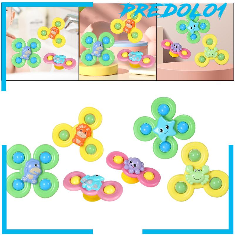 [Predolo1] 3x Suction Cup Rotatingr Toys Playset Untuk Keterampilan Motorik Halus Mainan Eaducational