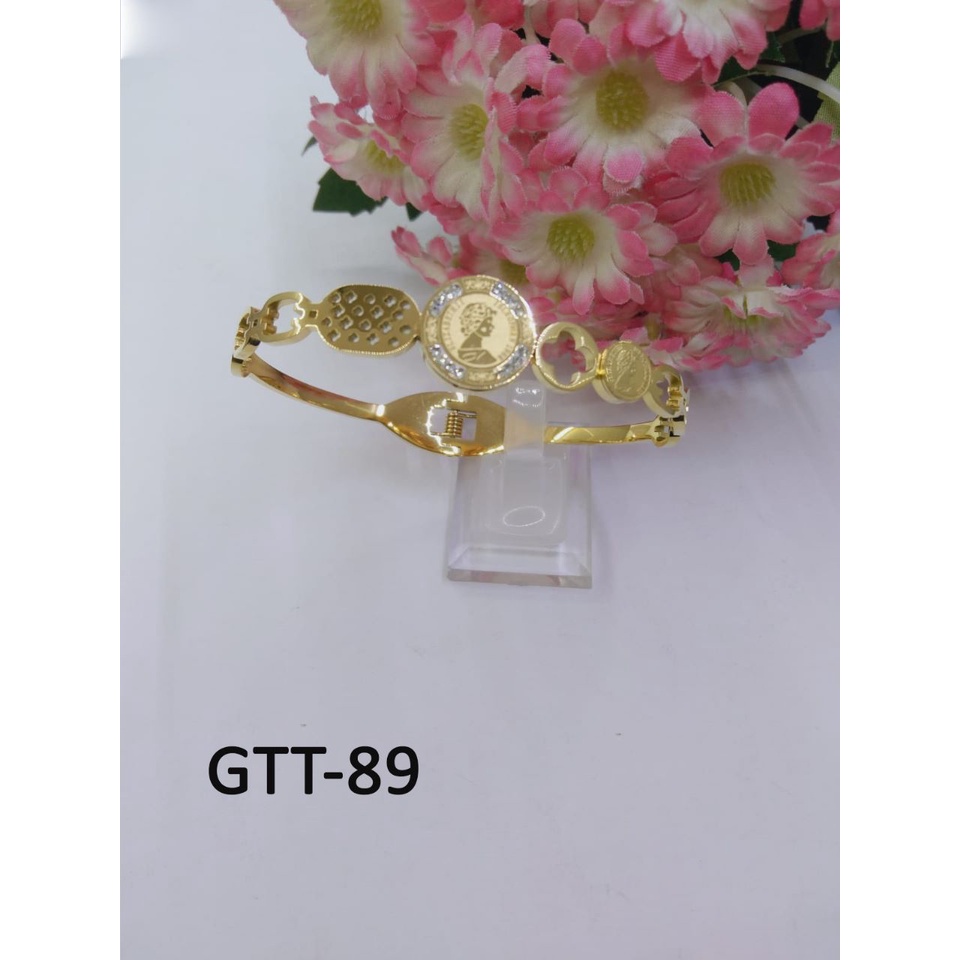 GELANG TANGAN TITANIUM EMAS GOLD KOIN DIAM TERMURAH / DUNIA GELANG