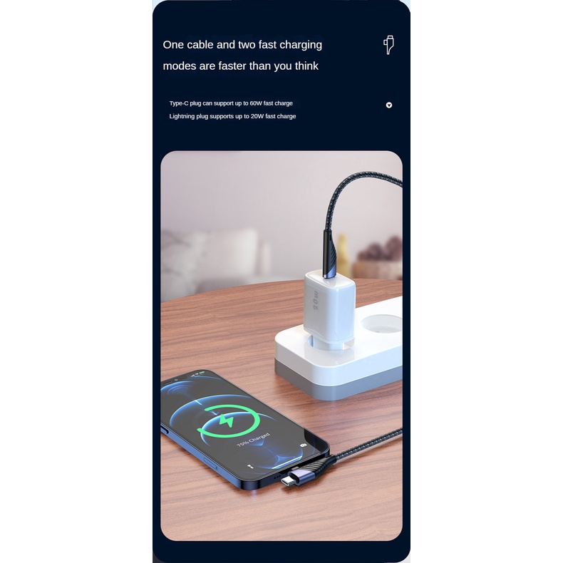 4in1 PD20W /60W USB C Untuk Petir 90derajat Kabel Siku USB A Type C 5A PD Fast Charger Cable Untuk Xiaomi Samsung Data Line