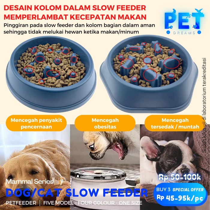 TEMPAT MAKAN ANJING KUCING - PET BOWL SLOW FEEDING FEEDER DOG CAT