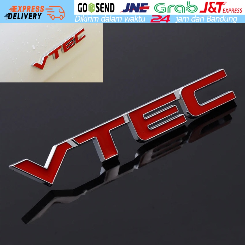 Logo Logam Merah VTEC Logo Mobil Stiker Surat Mobil Stiker Fender Otomatis Lambang Chrome Untuk Hond