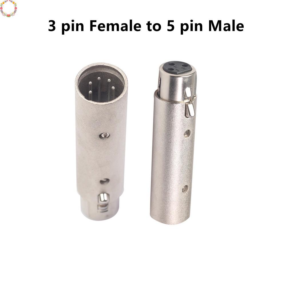 Adapter Audio Lighting 3pin XLR to 5pin DMX Metal Casd Converter Atau Adaptor 5sampai3 Cewe Lima core