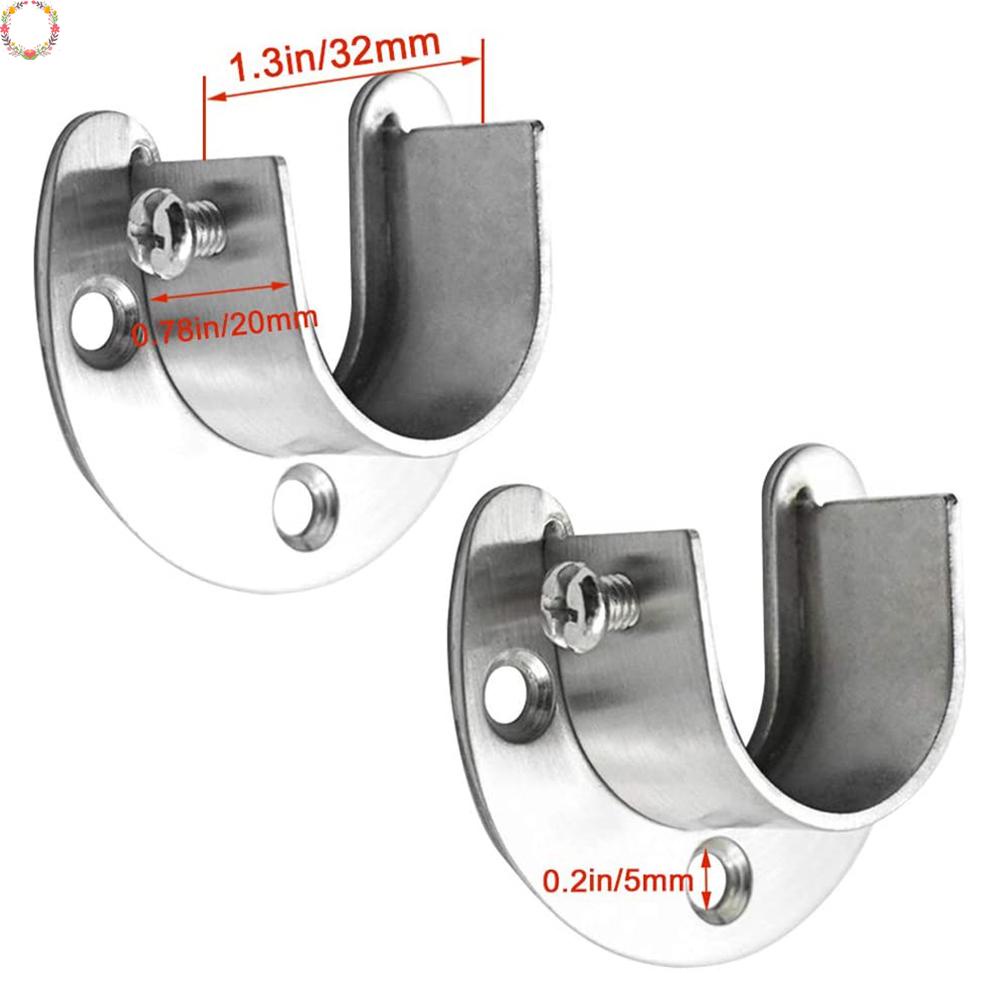 2pcs Braket Batang Tirai Shower Ketegangan Lemari Closet Tiang Zinc Alloy Holder