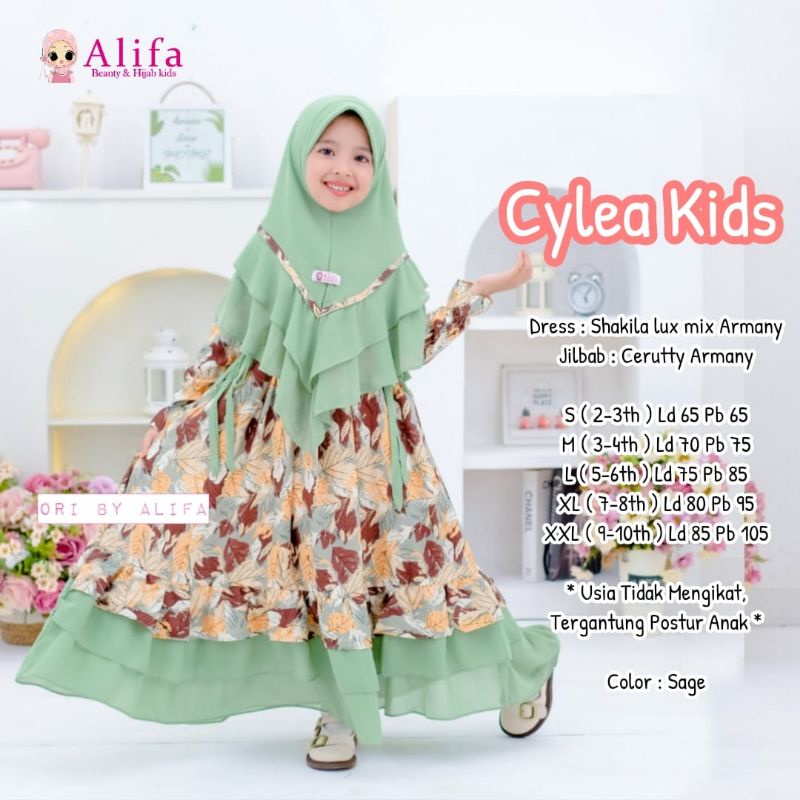 CYLEA SYARI KIDS ORI ALIFA KIDS | Dress+jilbab Anak