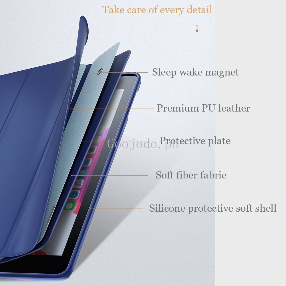 Untuk ipad 9.7 inch 10.2 inch 10.5 10.9 10th 5 6 7 8 9 10 th Gen mini 1 2 3 4 Air Pro 11.0 Tablet Smart Case flip Tri Lipat Lengan Soft shell Cover