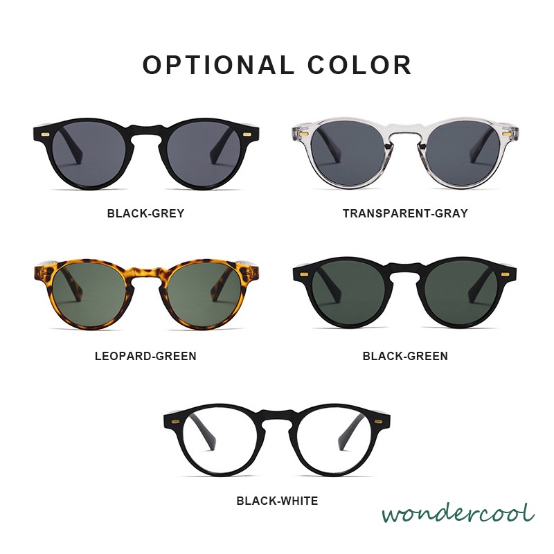 Kacamata Hitam Retro Bingkai Bulat Bingkai Kecil Tren Pria Wanita Modis-Won