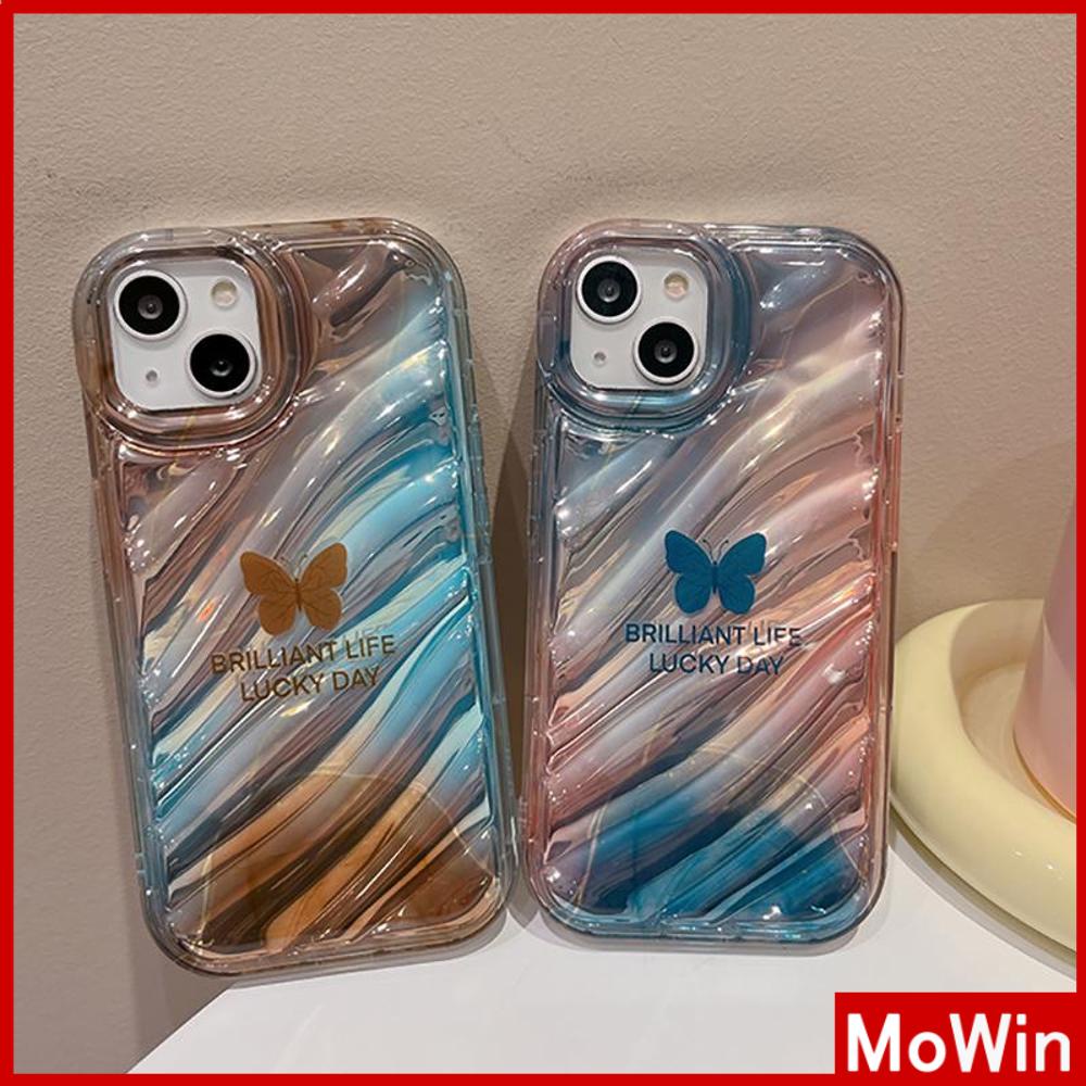 Case iPhone 14 Pro Max iPhone Case Laser Reflektif Bening Phone Case TPU Soft Case Airbag Gradien Sederhana Kupu-kupu Kompatibel dengan iPhone 13 Pro Max 12 Pro Max 11 Xr Xs Max 7 8Plus