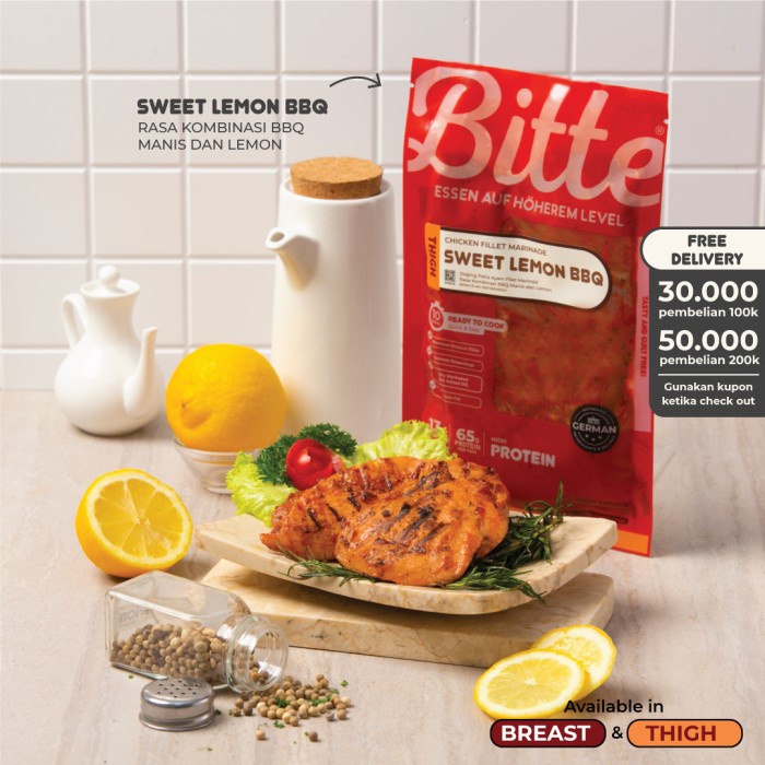 

Makanan | Healthy Frozen Chicken Marinade High Protein Low Calorie & Fat - Bitte - Sweet Lemon BBQ, 300g Dada