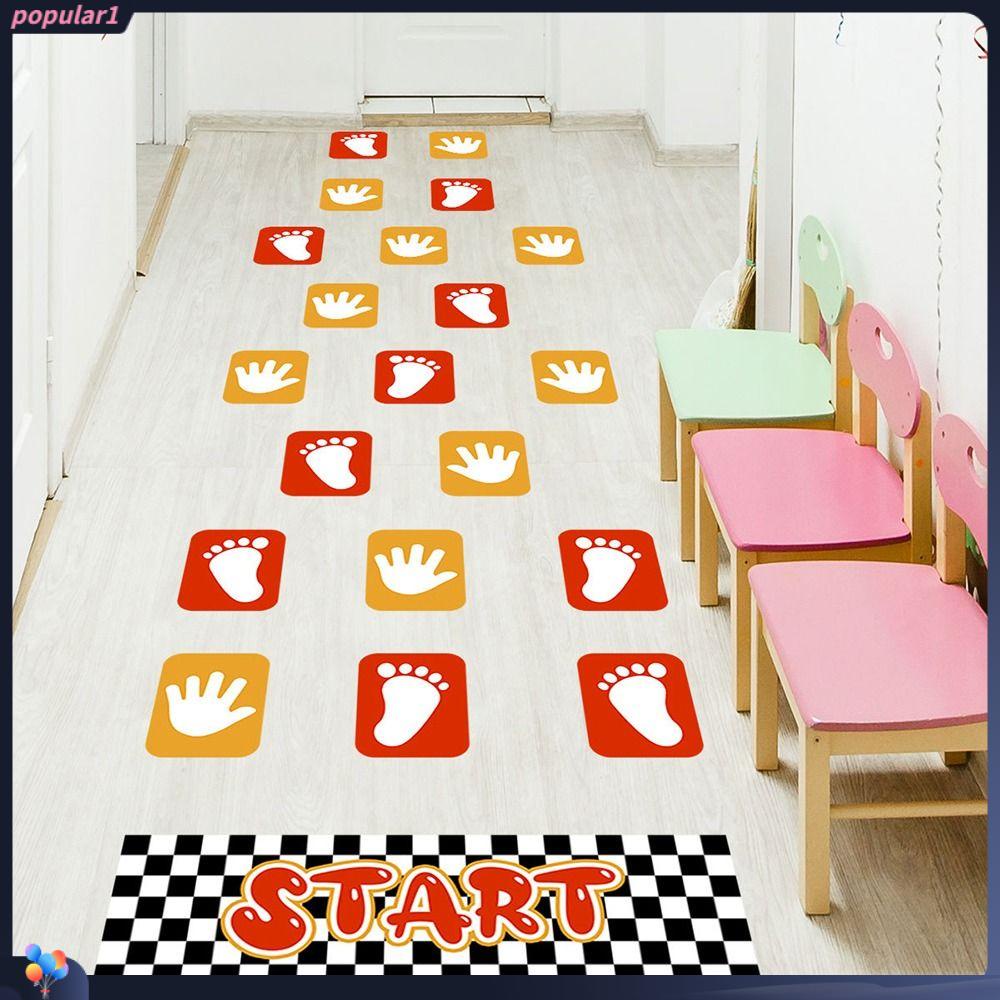 Populer Hopscotch Game Removable Dekorasi Rumah Nursery Ornamen Tangan Dan Kaki Print