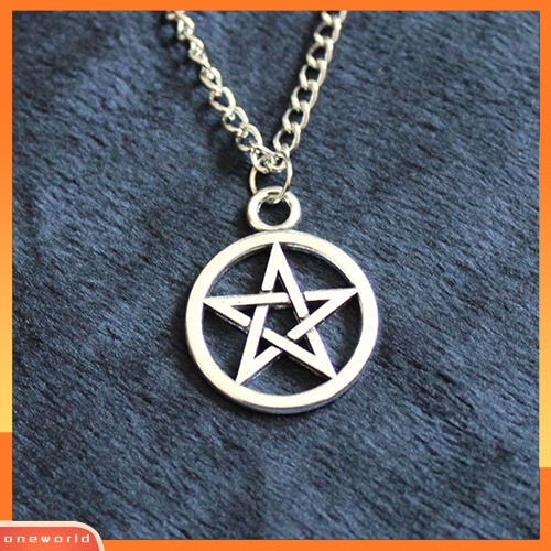 [WOD] 2 Pcs Fashion Unisex Bintang Lingkaran Pentagram Liontin Kalung Pasangan Xmas Hadiah