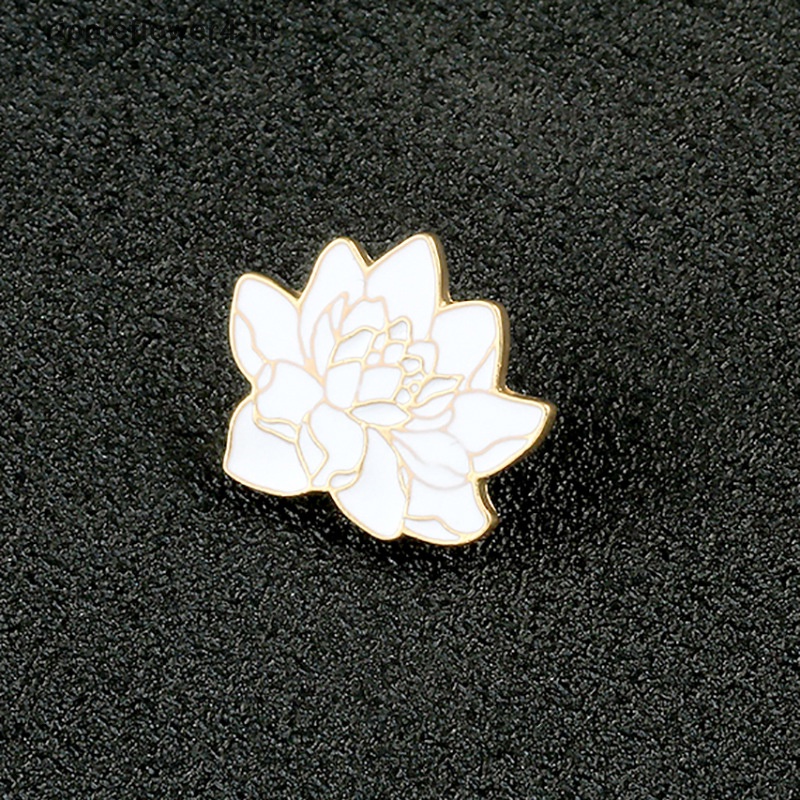 {rippleflower4.id} Buddhism White Lotus Flower Enamel Pin Floral Plant Bros Denim Coat Ransel Lapel Pin Pria Wanita Badge Perhiasan Jepang Hadiah Syal Kancing~