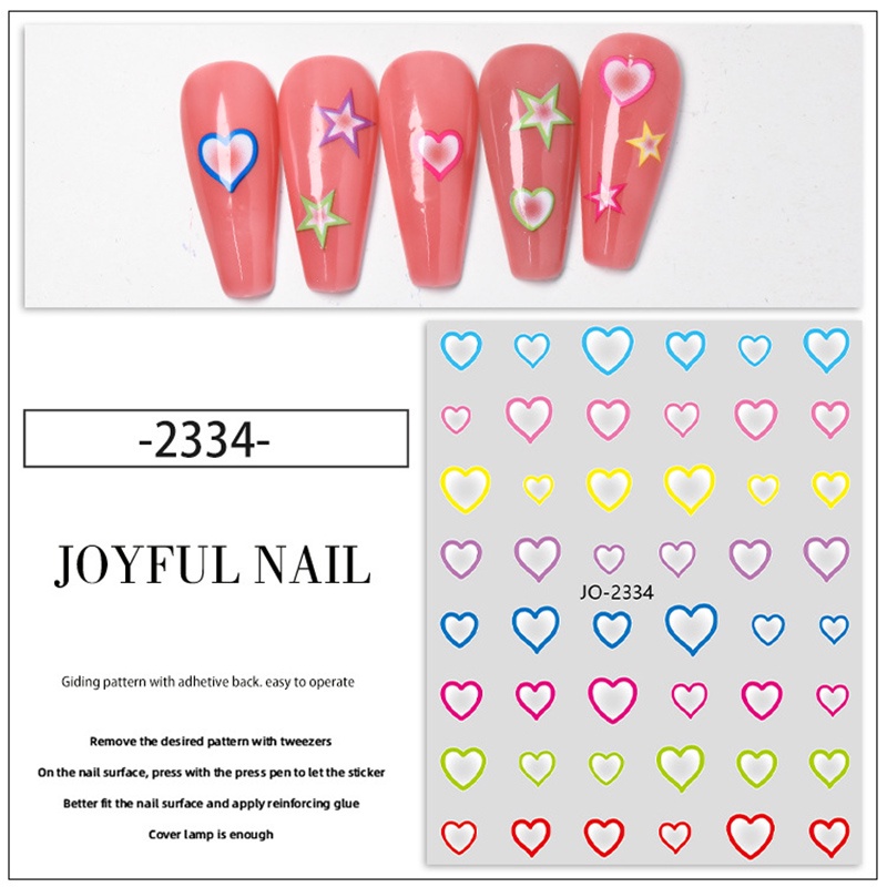 Creative Nail Art Stickers Seri Bintang Cinta Warna-Warni Gadis Hias DIY Stiker Kuku