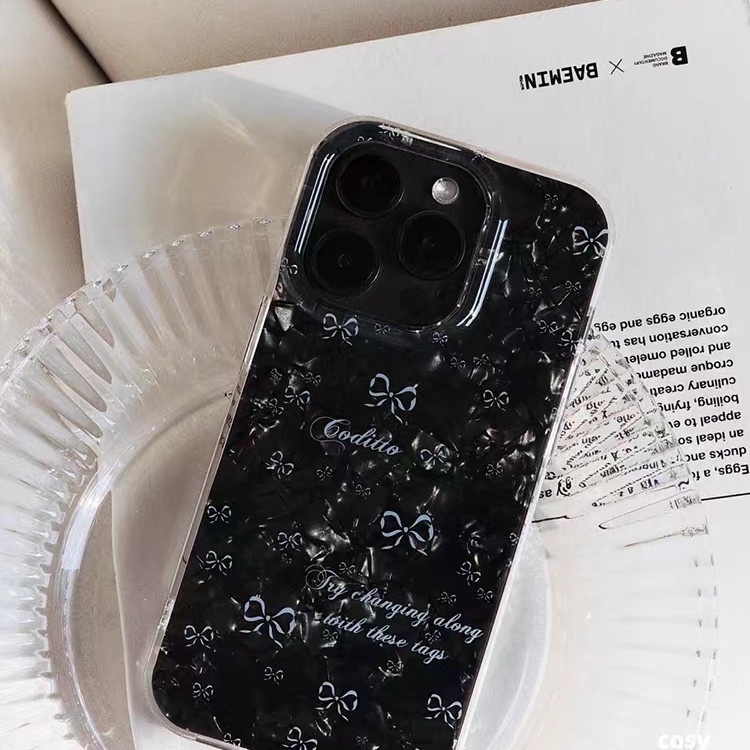 Ins Gaya Cocok Untuk iPhone 14 Pro Max iPhone Phone Case Double-layer Dicetak Pola Busur Kompatibel Dengan Iphone13 13pro 13prm iPhone 11 11pro 14plus 12Pro Max Shockproof TPU Phone Case