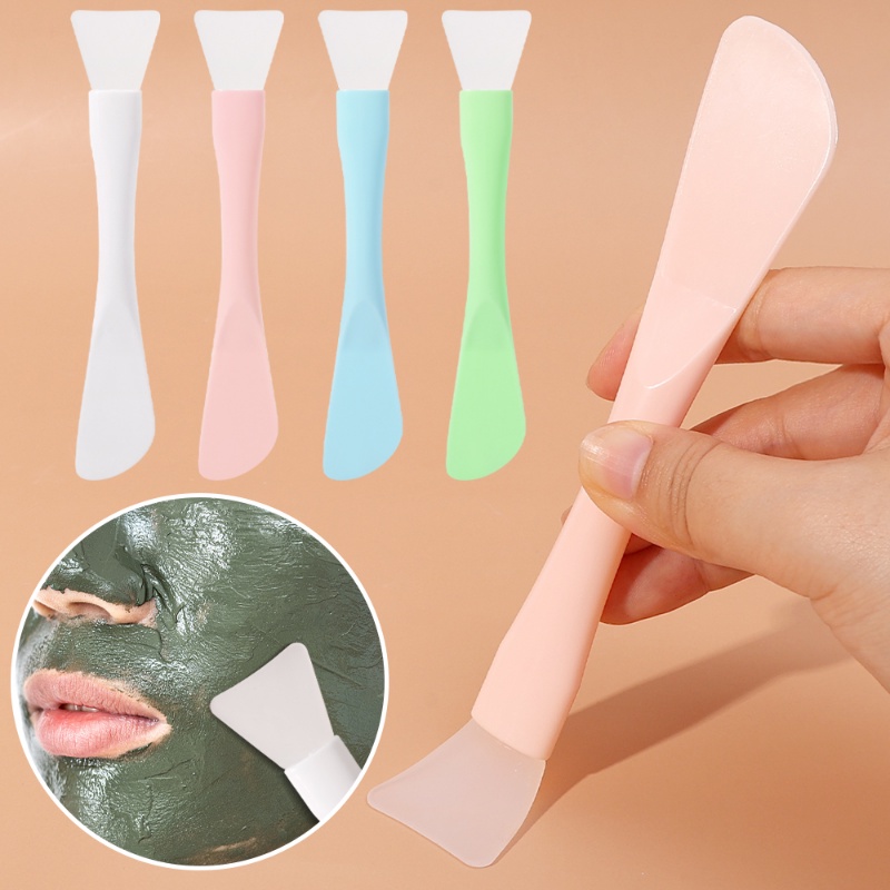 [Unggulan] Profesional Reusable Facial Beauty Skin Care Tools Alat Kecantikan Double-Ended Silicone Mask Brush Lembut Kepala Datar Mud Mask Aplicator Brushes Dual-use Mud Film Brush