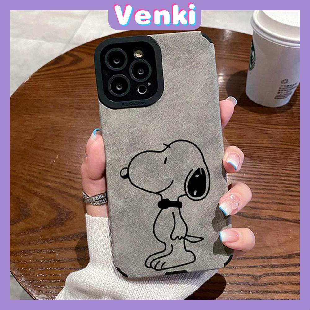 VENKI - Untuk iPhone 11 Case Leather Leather Pupil Eyes Suede Phone Case Soft Shockproof Airbag Case Pelindung Kamera Lucu Kartun Anjing Kompatibel dengan iPhone 14 13 Pro max 12 xr xs