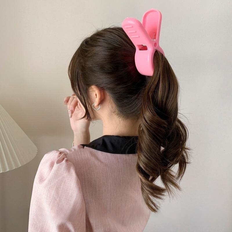 Wanita Besar Merah Tinggi Ponytail Hair Clip/ Korean INS Style Acrylic Rambut Cakar/ Cute Arrietty Cosplay Hiu Jepit Rambut Aksesoris Hiasan Kepala