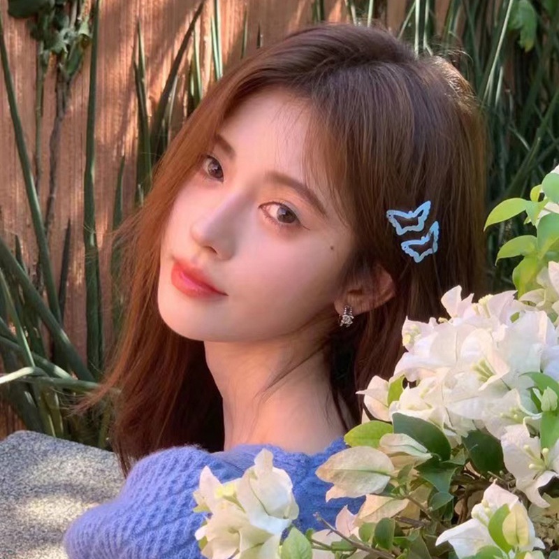 [Harga Grosir] 1/6 Pcs Gaya Korea Perempuan Sisi Poni Klip Y2K Kupu-Kupu BB Klip Lucu Klip Tanpa Jejak Musim Panas Gadis Jepit Rambut Warna-Warni Jepit Aksesoris Rambut Alat Styling Rambut