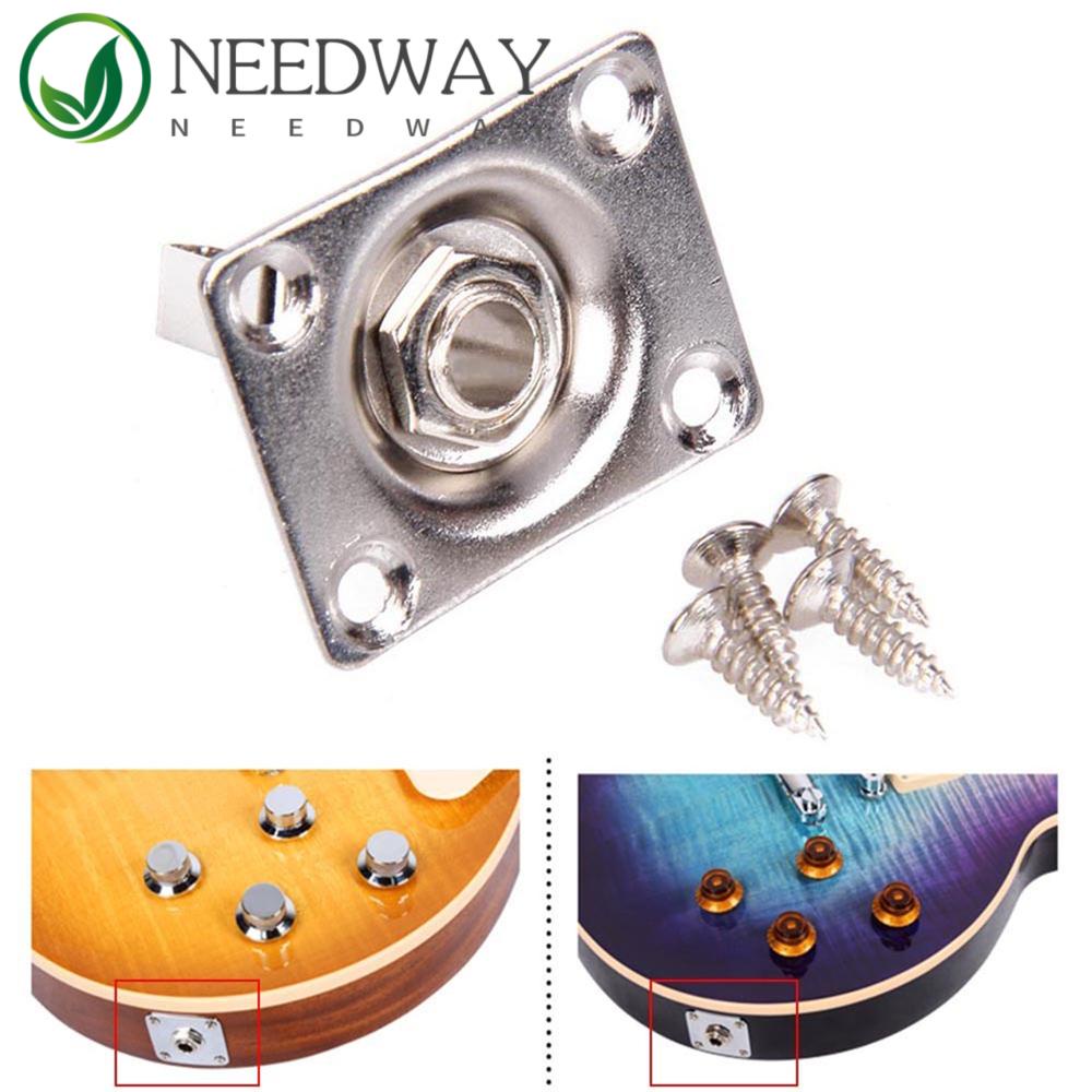 Needway   Soket Output Gaya Persegi Gitar Metal Replacemnet Bagian Gitar Elektrik Untuk Plat &amp; Sekrup Jack Gitar Listrik Jnput Jack