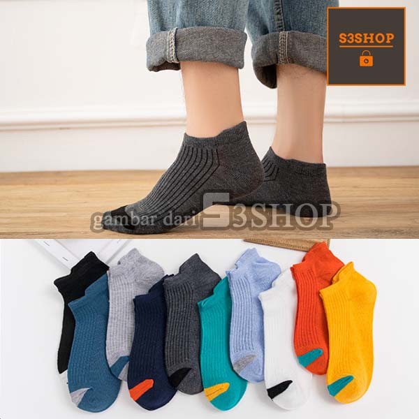 Kaos Kaki Pendek Full Color Hidden Invisible Socks Kasual Pria Wanita