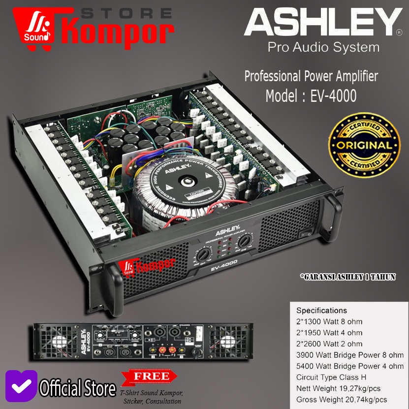 POWER AMPLIFIER ASHLEY EV4000 POWER ASHLEY EV 4000 CLASS H