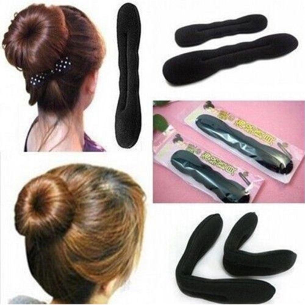 NEEDWAY Aksesoris Rambut Gadis Hitam Klip Spons Sanggul Styling Tool Style
