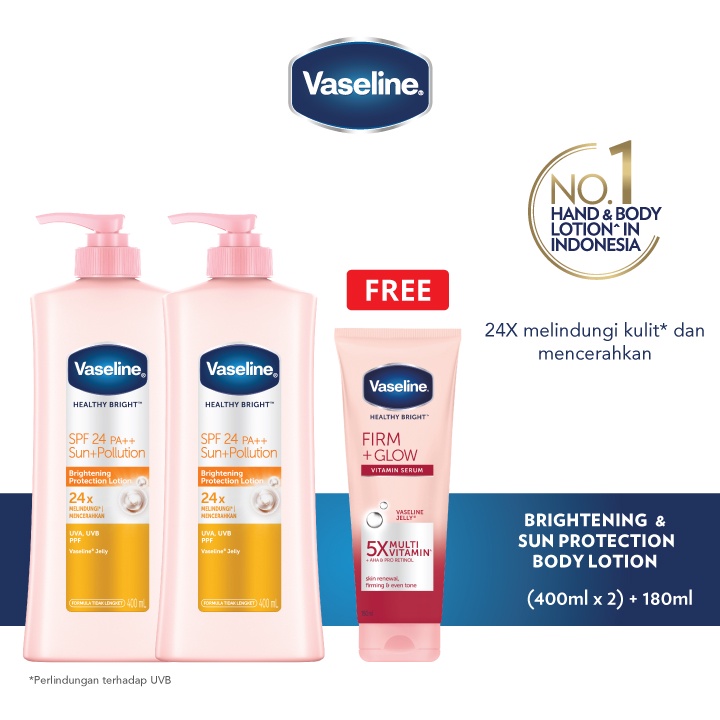 Buy 2 Vaseline Healthy Bright SPF24 400ml FREE Vaseline Firm Glow Serum 180ml