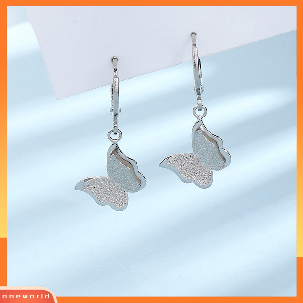[WOD] 1pc Drop Earring Minimalis Hypoallergenic Elegan High Gloss Hadiah Fashion Perhiasan Matte Kupu Wanita Hoop Earring Untuk Pacaran