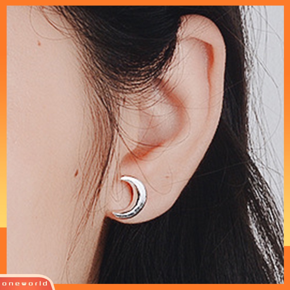 [WOD] Fashion Wanita Matahari Bulan Asimetris Imitasi Moonstone Stud Earrings Perhiasan Hadiah