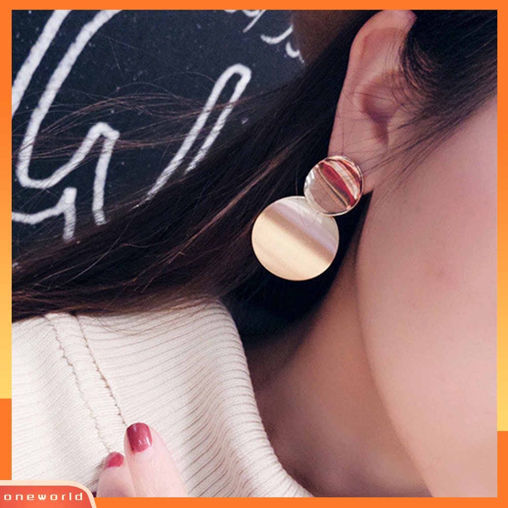 [WOD] Wanita Fashion Disk Tidak Teratur Matte Ear Stud Earrings Perhiasan Pesta Hadiah Ulang Tahun