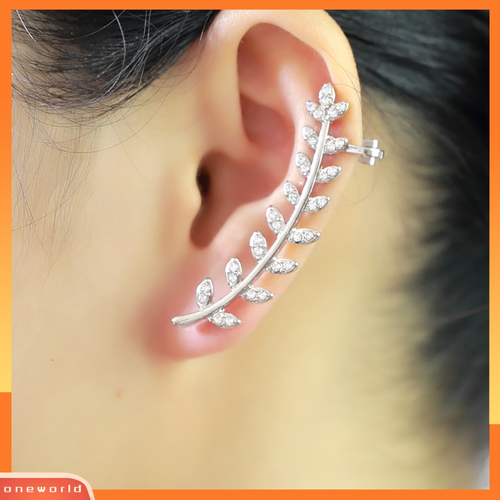 [WOD] Lady Mode Cabang Berlian Imitasi Pesona Stud Anting Perhiasan Pernikahan Ear Jacket