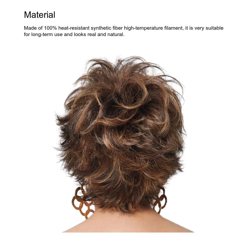 Wig Rambut Pendek Portable Hairpieces Potongan Rambut Palsu Ringan Wanita Wig Dengan Topi Hair Extension Party Cosplay