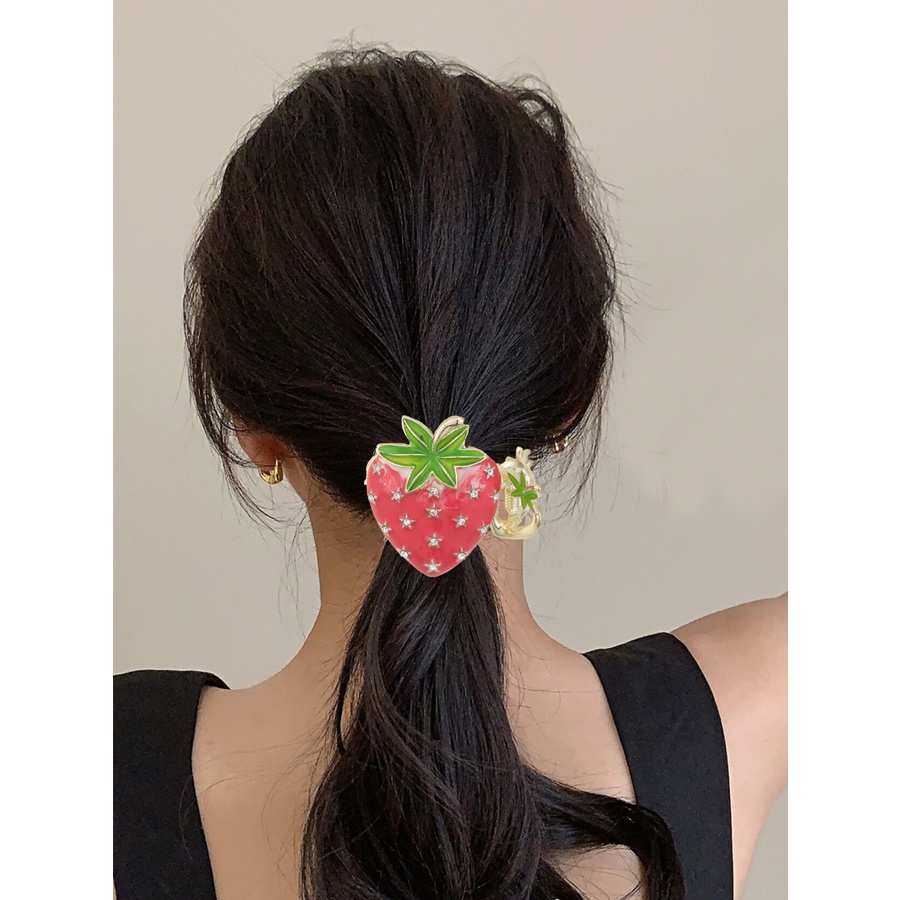 Korea Alloy Strawberry Berlian Imitasi Rambut Klip Lucu Manis Gadis Jepit Rambut Hair Claw Aksesoris Rambut