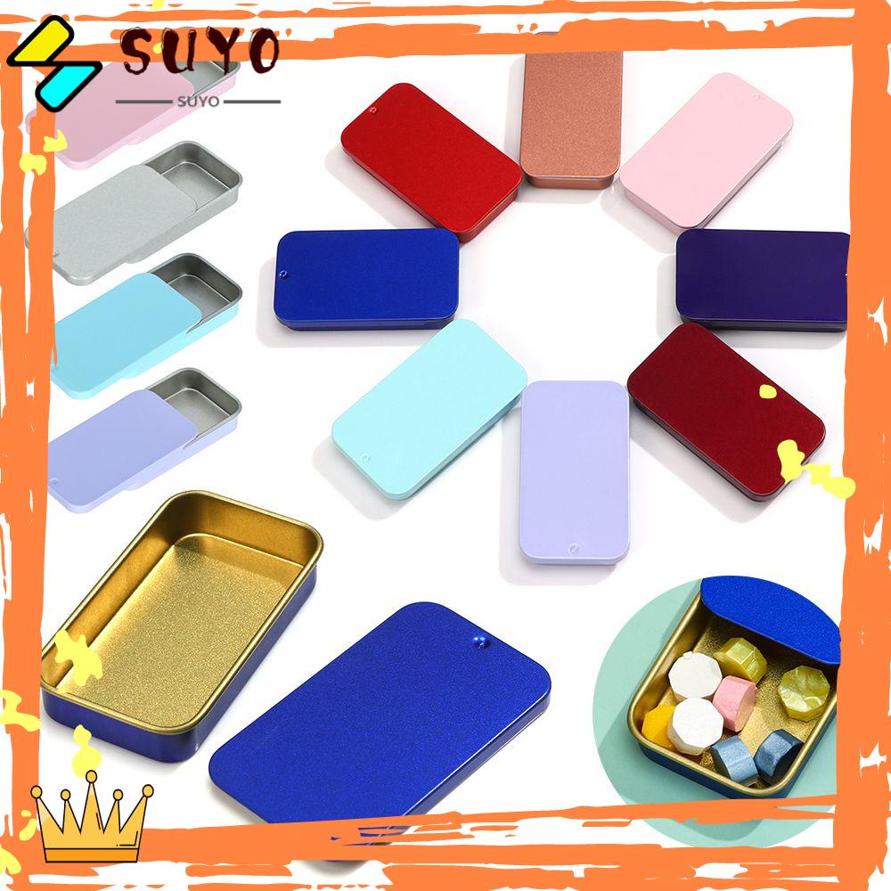 Suyo Kotak Besi Mini Portable Slide Cover Container Home Organizer Storage Kit Pill Cases