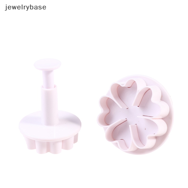 [jewelrybase] 3pcs /Set Cetakan Bunga Hati Mini Plunger Plastik DIY Kue Decorag Tools Butik