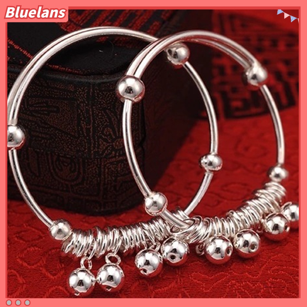 [BLS] Baby Bayi Perak Berlapis Adjustable Bell Bangle Tangan Kaki Gelang Perhiasan Hadiah