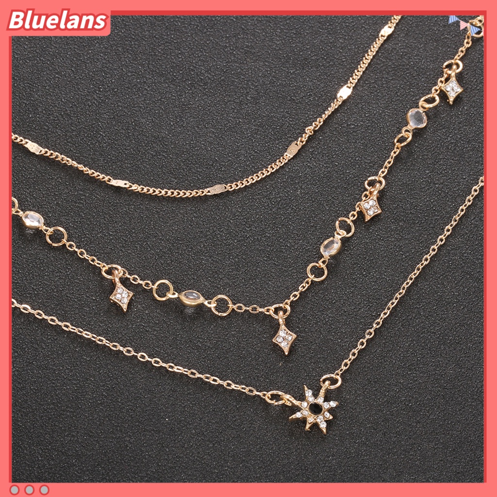 [BLS] Wanita Kalung Multilayer Bintang Perhiasan Dapat Disesuaikan Tiga Lapisan Kalung Hadiah Ulang Tahun