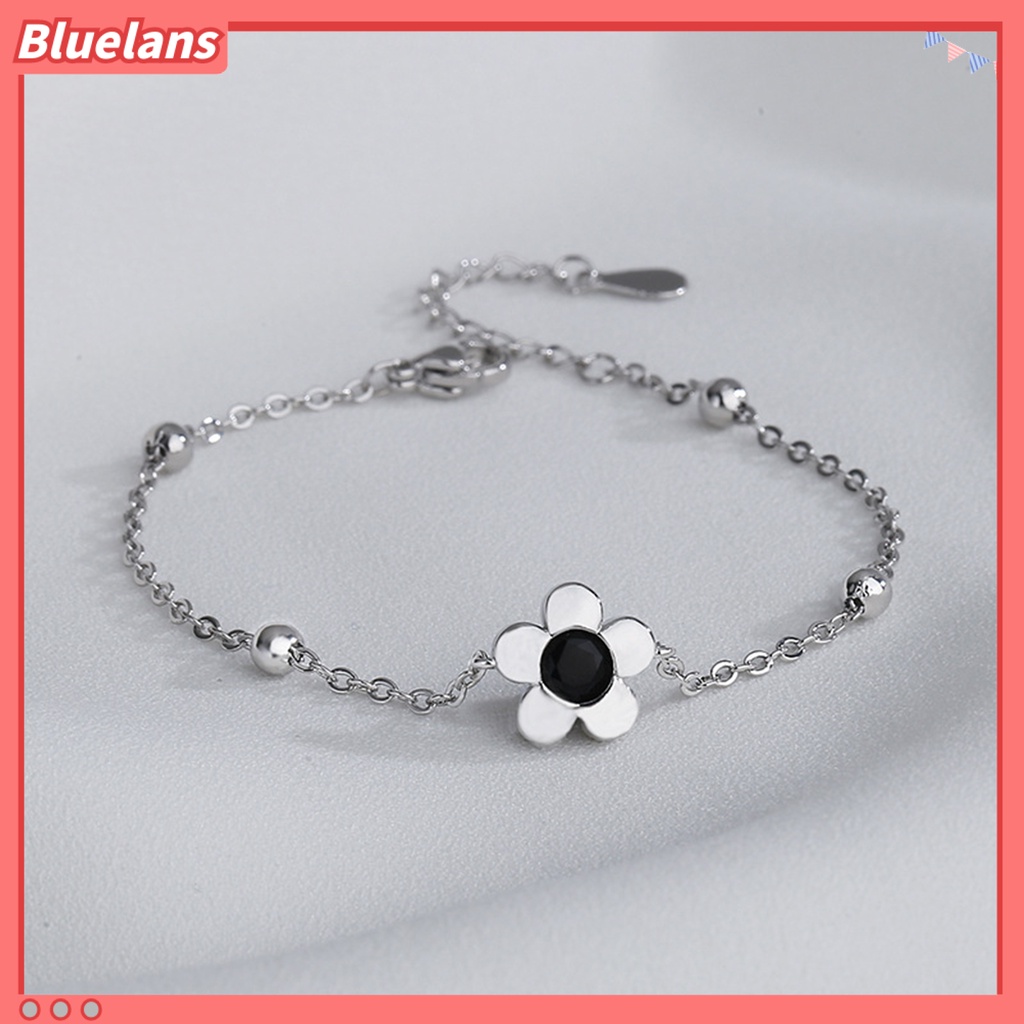 [BLS] Wanita Gelang Adjustable Berlian Imitasi Mengkilap Hias Manis All-match Dekorasi Hadiah Ulang Tahun Gadis Lima Kelopak Bunga Rantai Gelang Tangan Perhiasan Untuk Pacaran