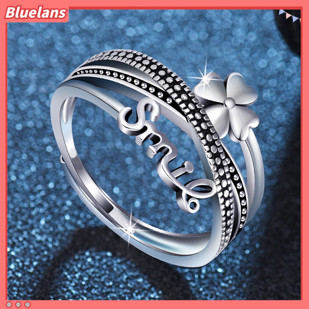 [BLS] Cincin Terbuka Geometris Multi Layer Desain Terbuka Nyaman Dipakai Gaya Salib Dekorasi Sentuhan Kulit Gaya Korea 4daun Semanggi Cincin Perhiasan Fashion