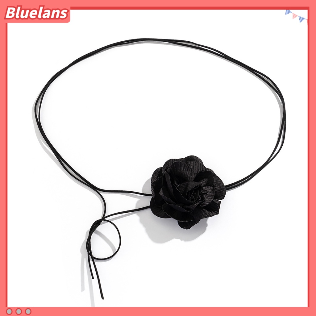 [BLS] Bunga Kalung Rumbai Panjang Warna Solid Kain Lembut Mawar Choker Gaun Elegan-Up Indah Leher Memakai Kerah Aksesoris Pakaian Wanita Hadiah