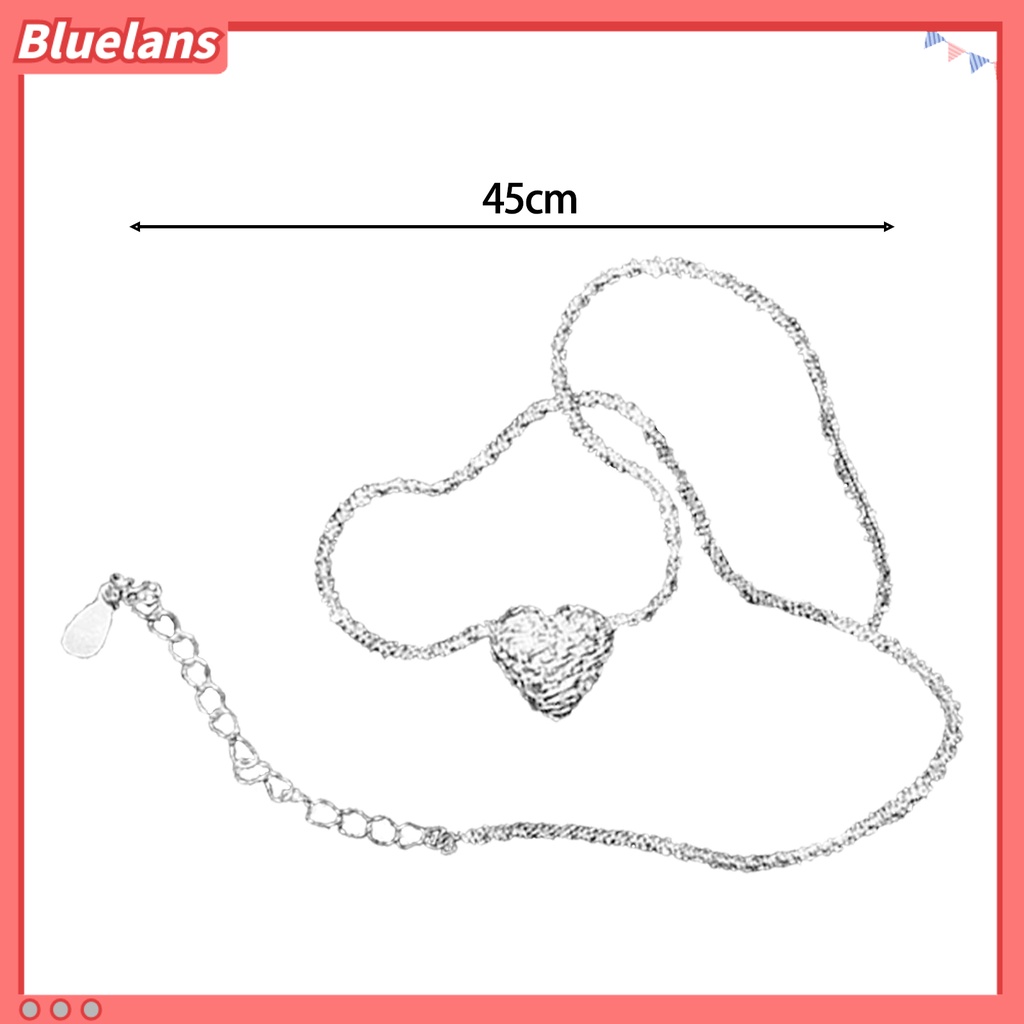 [BLS] Wanita Kalung Warna Perak Berkilau Dipanjangkan Adjustable Elegan Hypoallergenic Cinta Kecil Hati Klavikula Kalung Fashion Perhiasan
