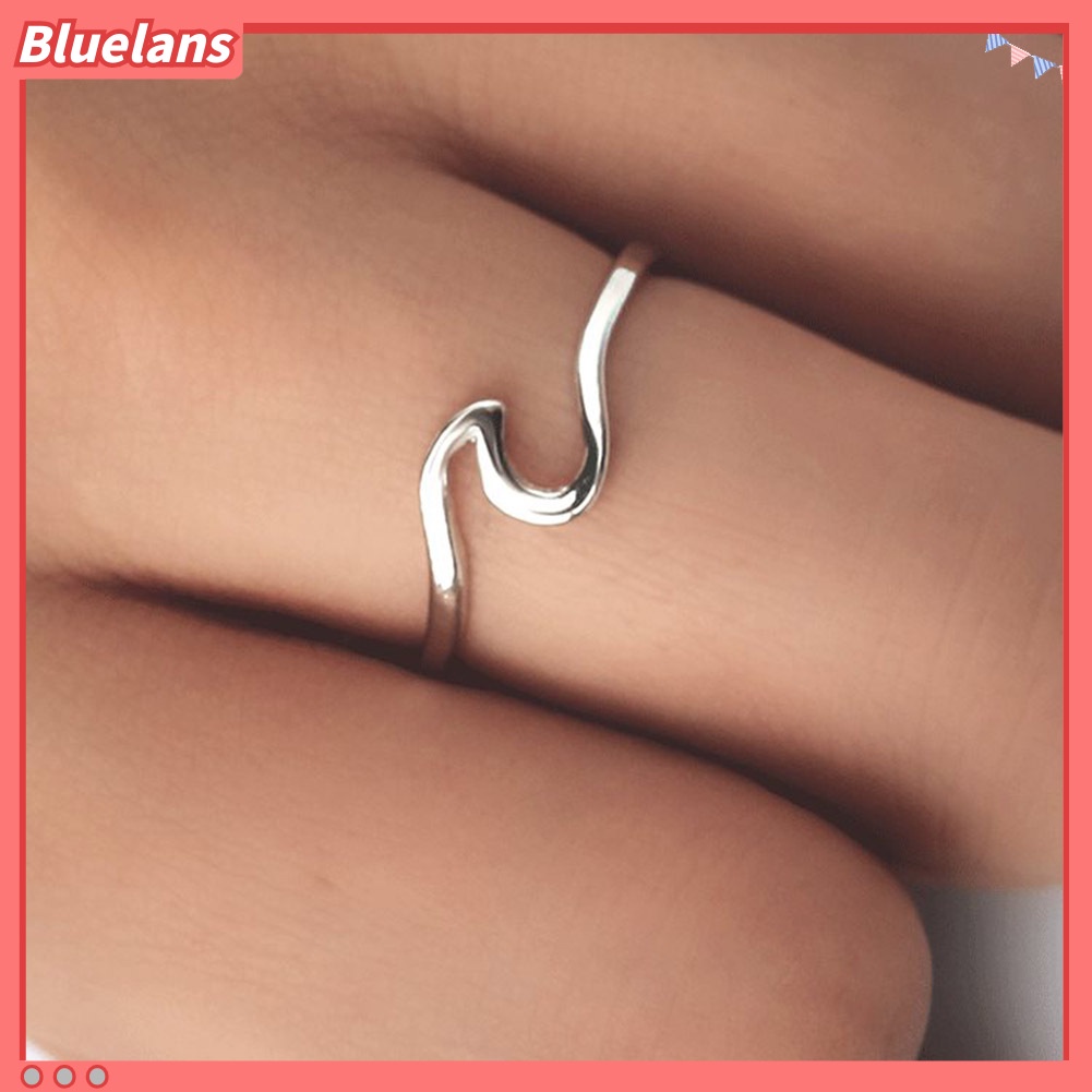 [BLS] Fashion Wanita Kreatif Bentuk Gelombang Jari Cincin Pertunangan Pesta Perhiasan Hadiah
