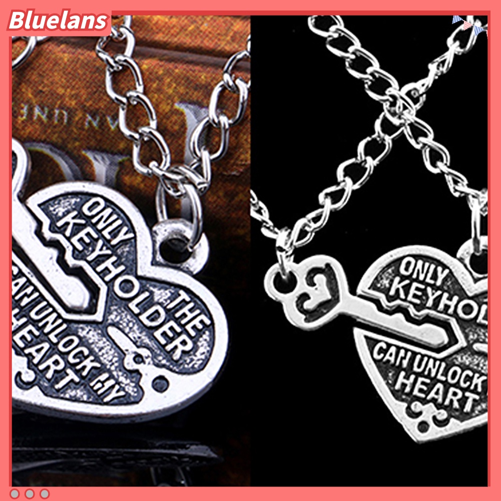 [BLS] 1pasang Kalung Liontin Kunci Cinta Hati Best Friends Lovers Couple Jewelry Charm